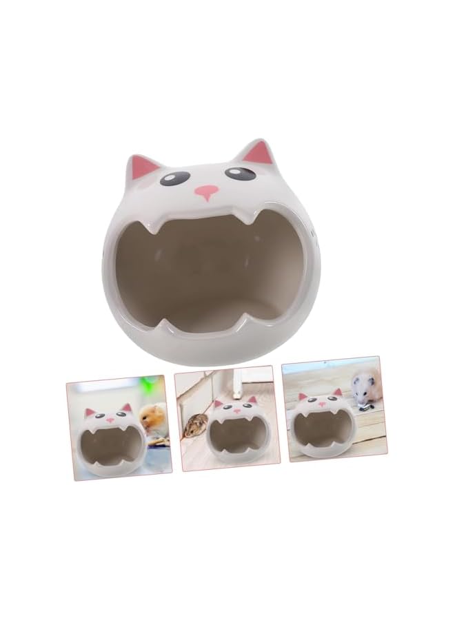 Summer Cooling Ceramic Hamster House, Adorable Pet Nest for Small Animals, Easy to Clean Ceramic Hut Hideout, Bath House Cave Mini Cage Hut for Dwarf Hamsters, Rabbits - Image 3